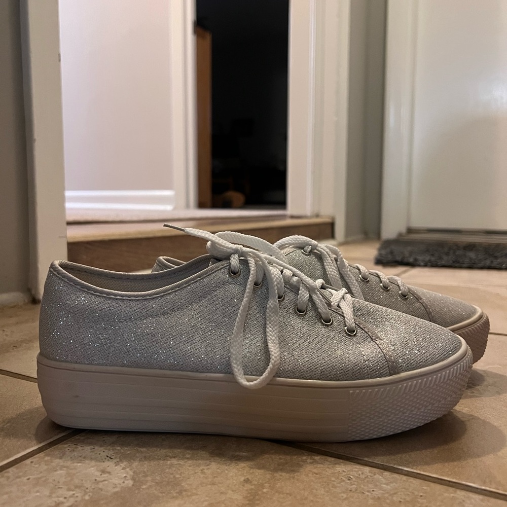 Silver Platform Sneakers